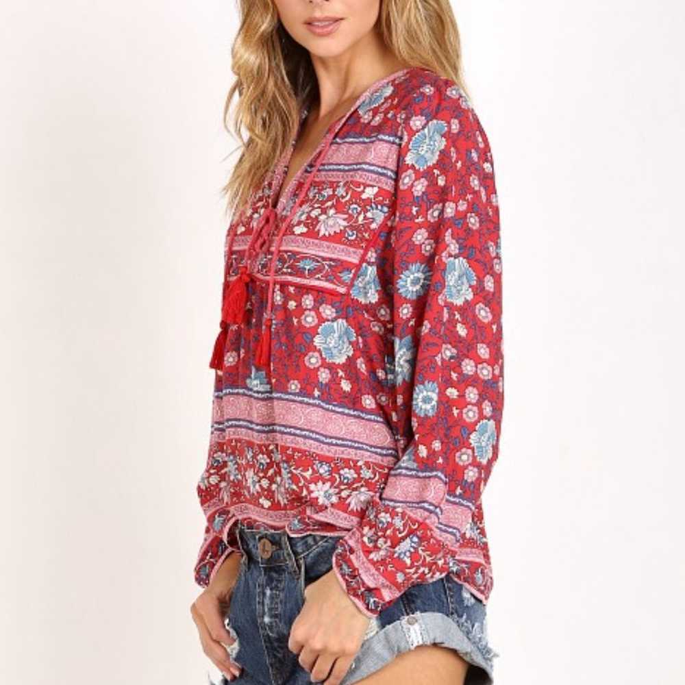 Vintage Spell & The Gypsy Folk Town Blouse Wine - image 5