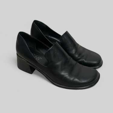 Franco Sarto Black Genuine Leather Block Heels