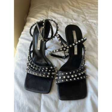 Zara Woman High Heel Studded Jewel Sandals Shoes