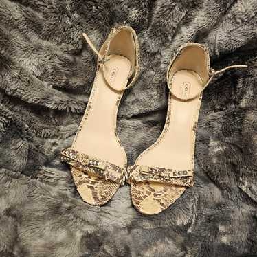 Coach Snakeskin Strappy Bow with Ankle Strap Heels