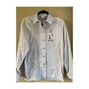 Vintage button down embroidered alps long sleeve … - image 1