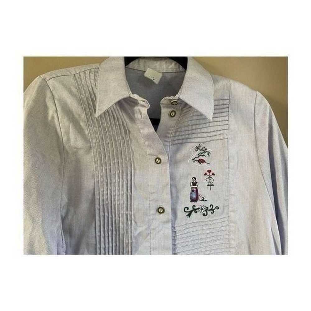 Vintage button down embroidered alps long sleeve … - image 2