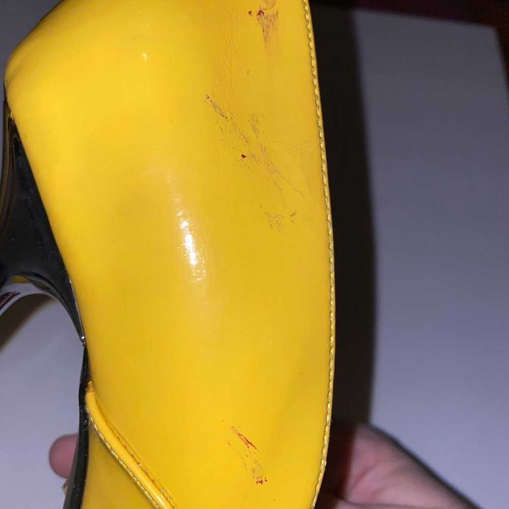 Pleaser pointed toe yellow stiletto heels strippe… - image 7