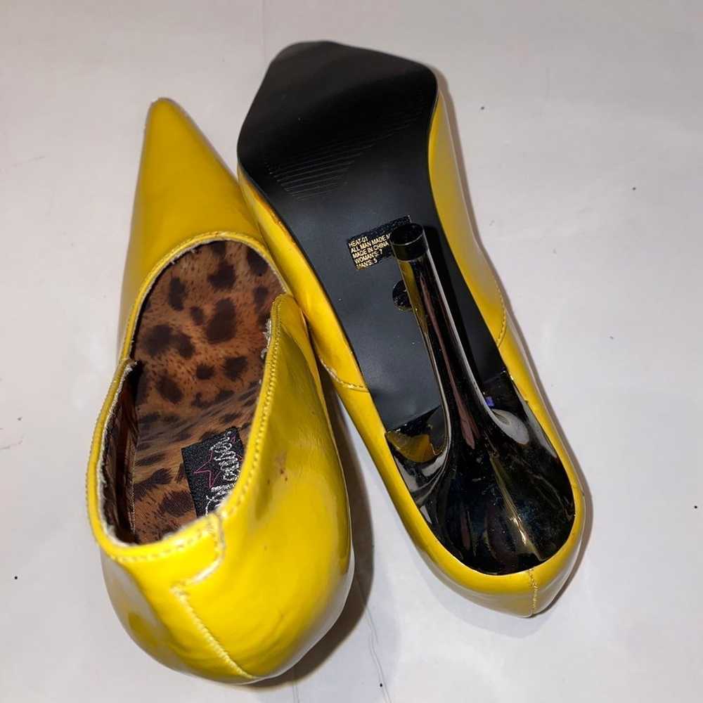 Pleaser pointed toe yellow stiletto heels strippe… - image 9