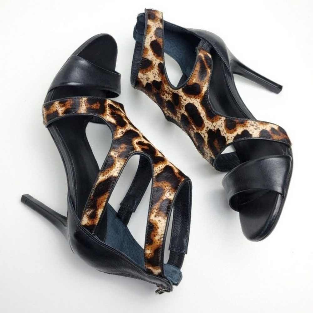 Sandro Pony Hair Animal Print Leather High Heel S… - image 6