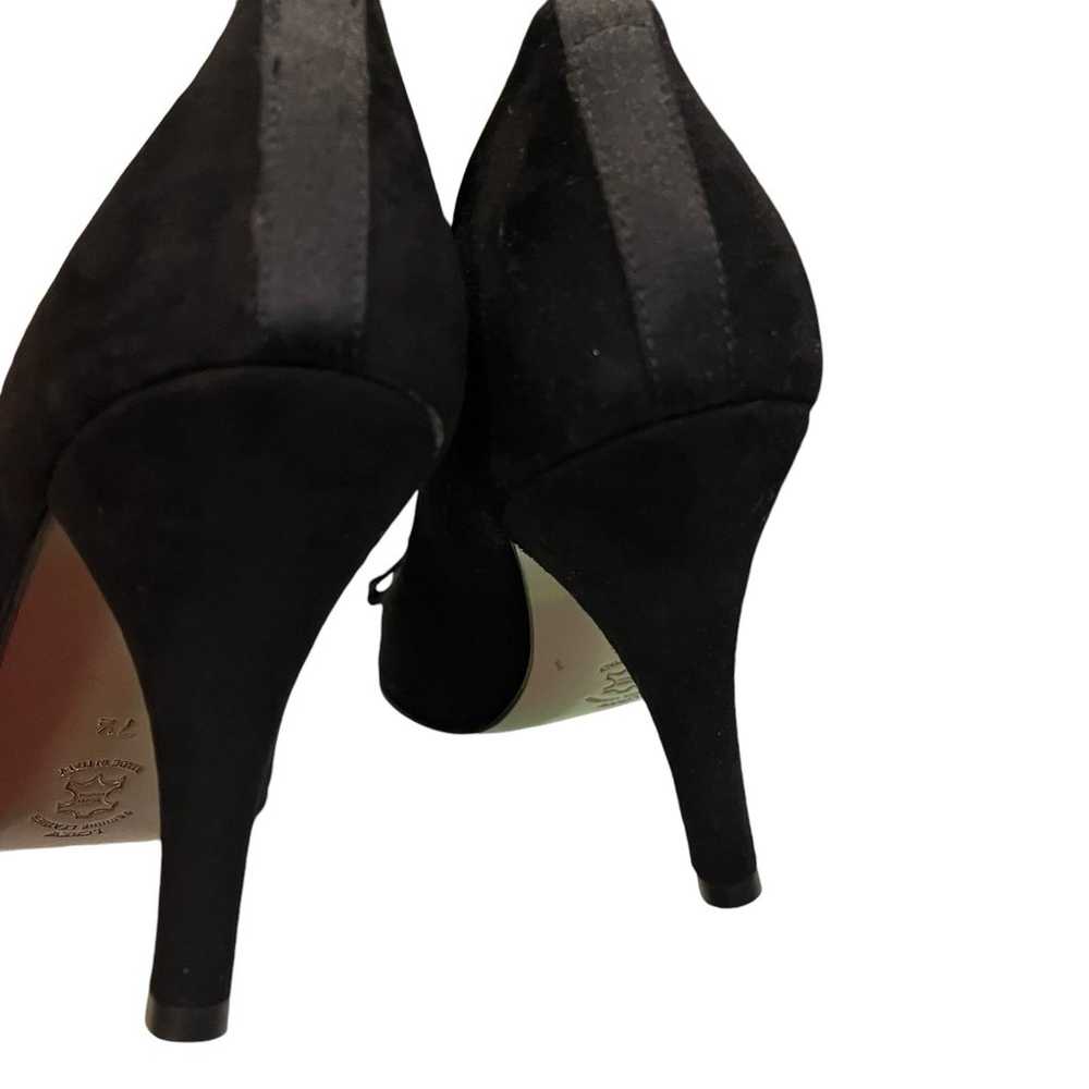 NWOT, J. Crew Black Suede Satin Bow Peep Toe Heel… - image 10