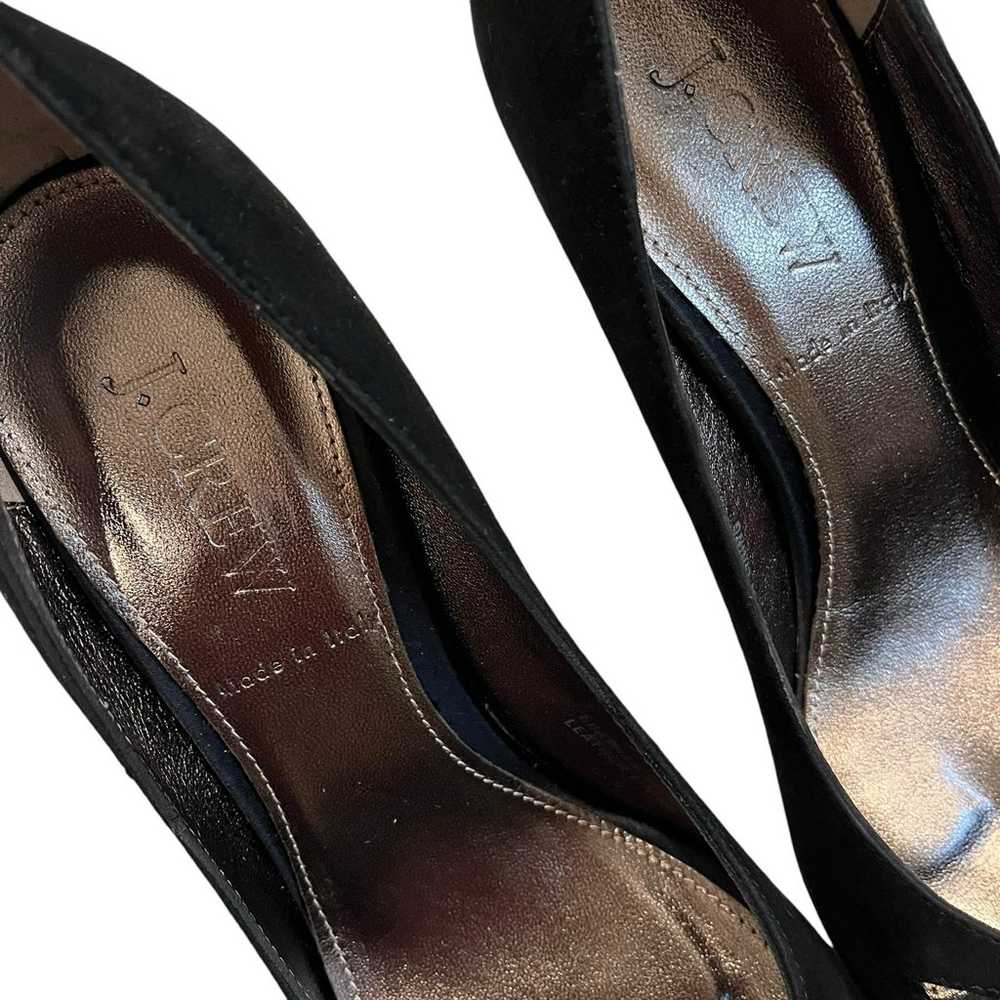 NWOT, J. Crew Black Suede Satin Bow Peep Toe Heel… - image 11