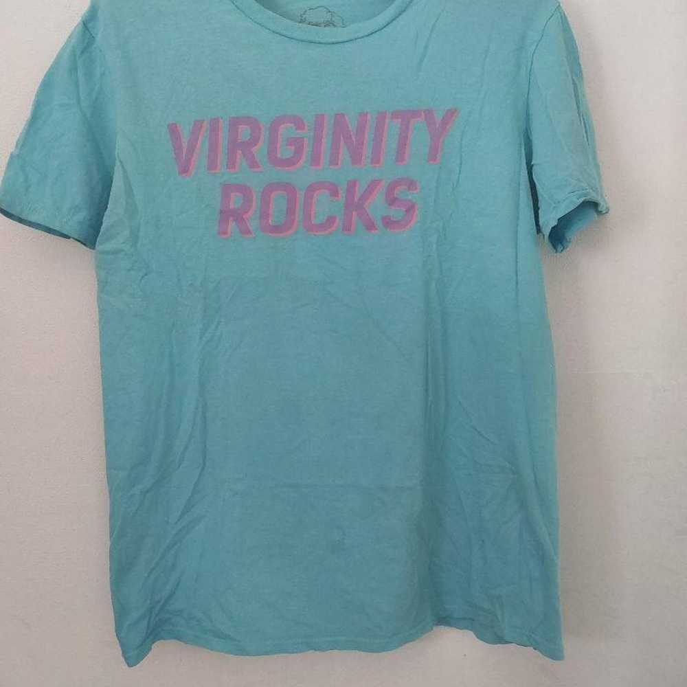 Virginity Rocks light blue T-shirt Vintage USA. - image 1