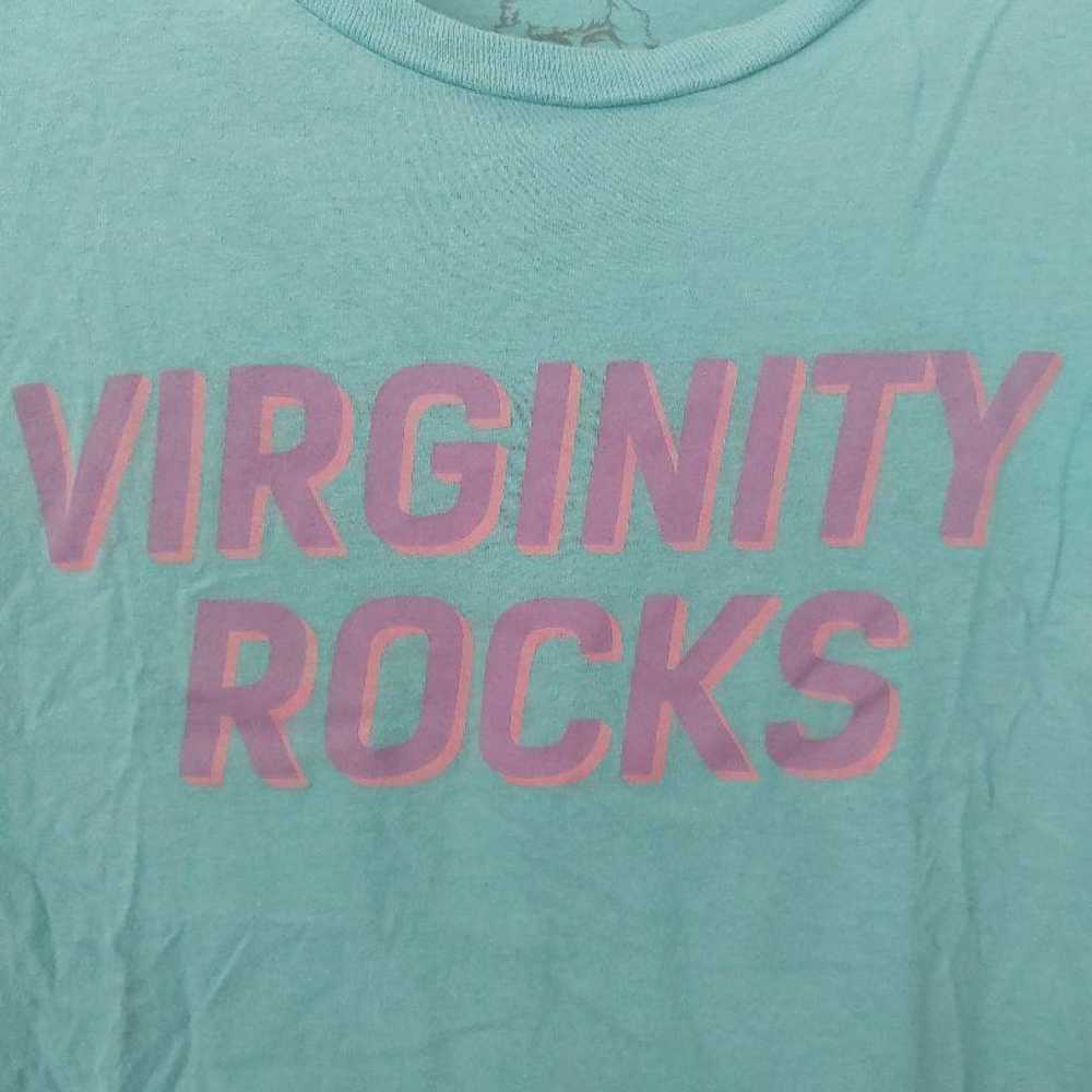 Virginity Rocks light blue T-shirt Vintage USA. - image 2