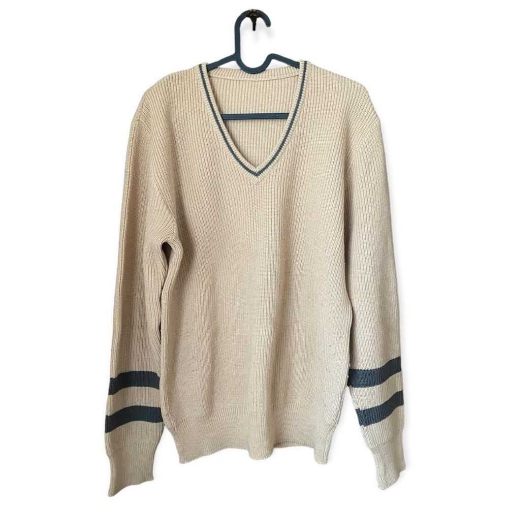 Other Vintage cream and brown knit sweater - image 1