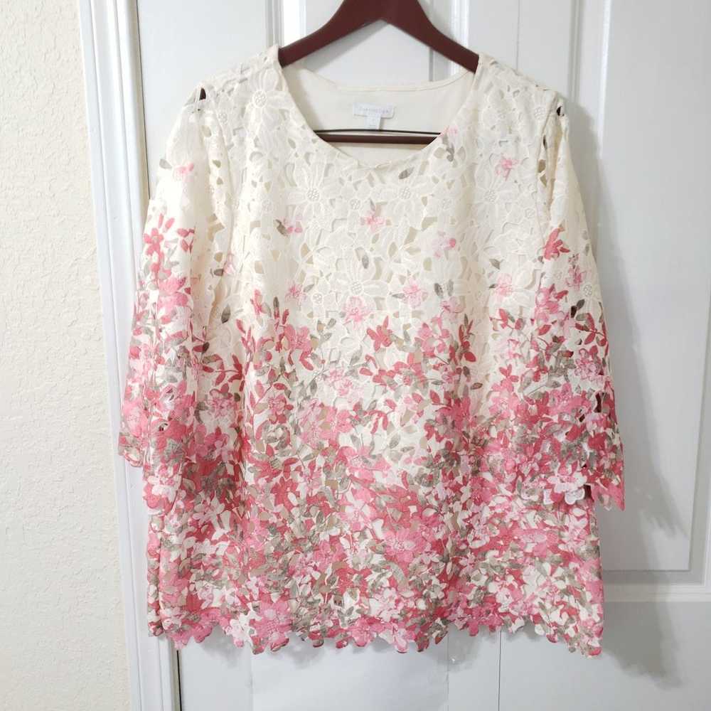 Charter Club Ombre Lace Overlay Tunic Top Size La… - image 1