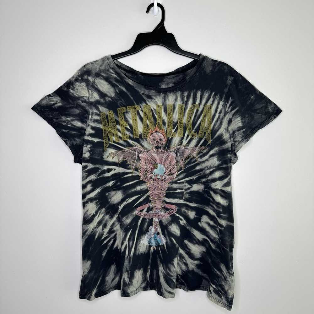 Tie-Dye Metallica Skull Band Graphic T-shirt - image 1