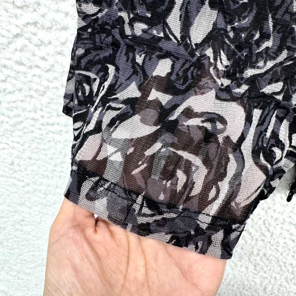 Vintage Large Size Black and Grey Sheer Mesh Silk… - image 4