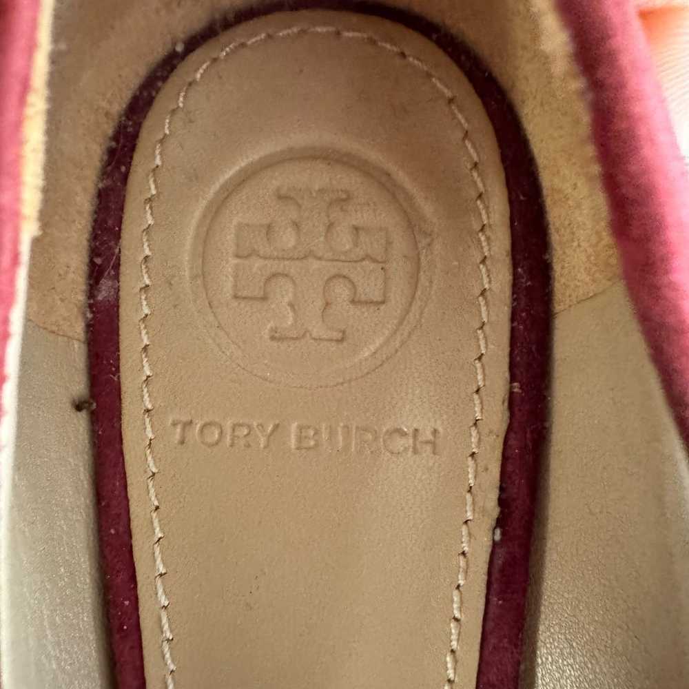 Tory Burch Claire Suede Wedge Size 5 Red Burgundy - image 5