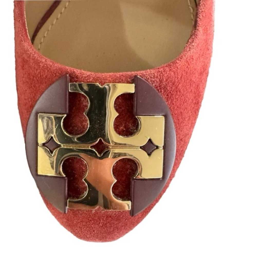 Tory Burch Claire Suede Wedge Size 5 Red Burgundy - image 9