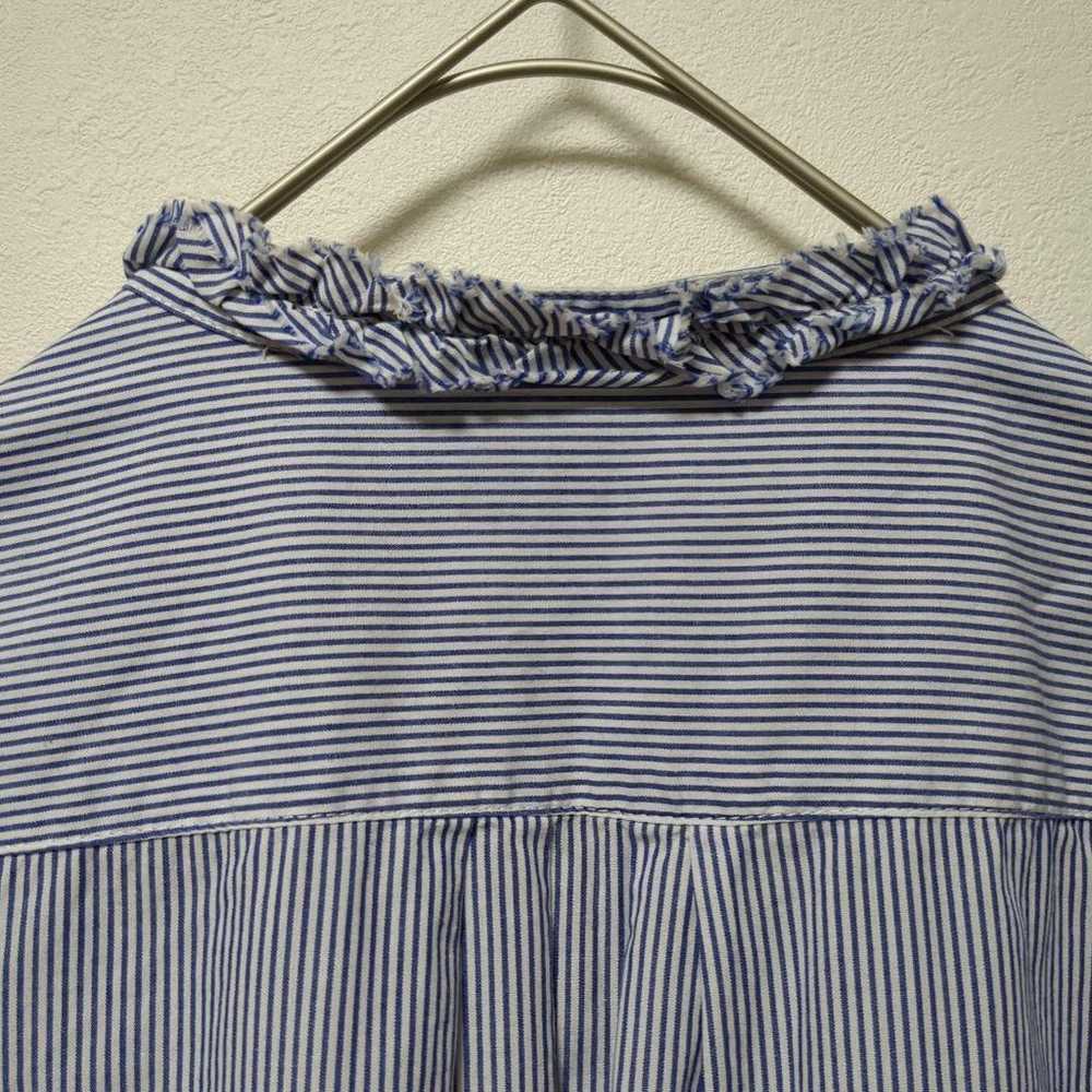 【earth music & ecology】Frill Striped Blouse V-Neck - image 9