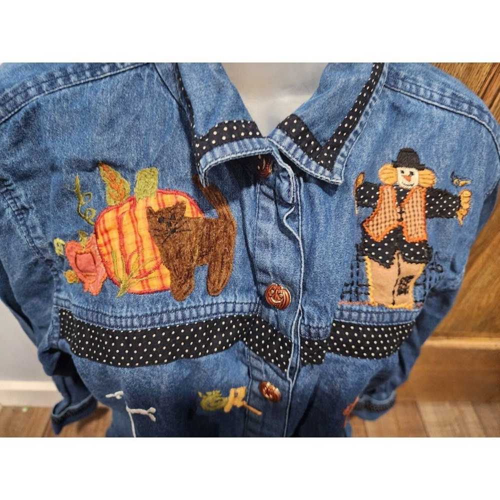 VTG Tantrums Denim Dress Jean Jacket HALLOWEEN Pu… - image 2