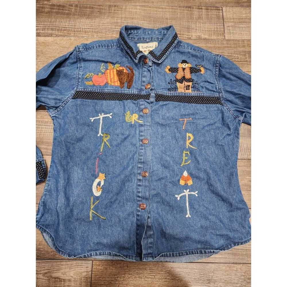 VTG Tantrums Denim Dress Jean Jacket HALLOWEEN Pu… - image 6