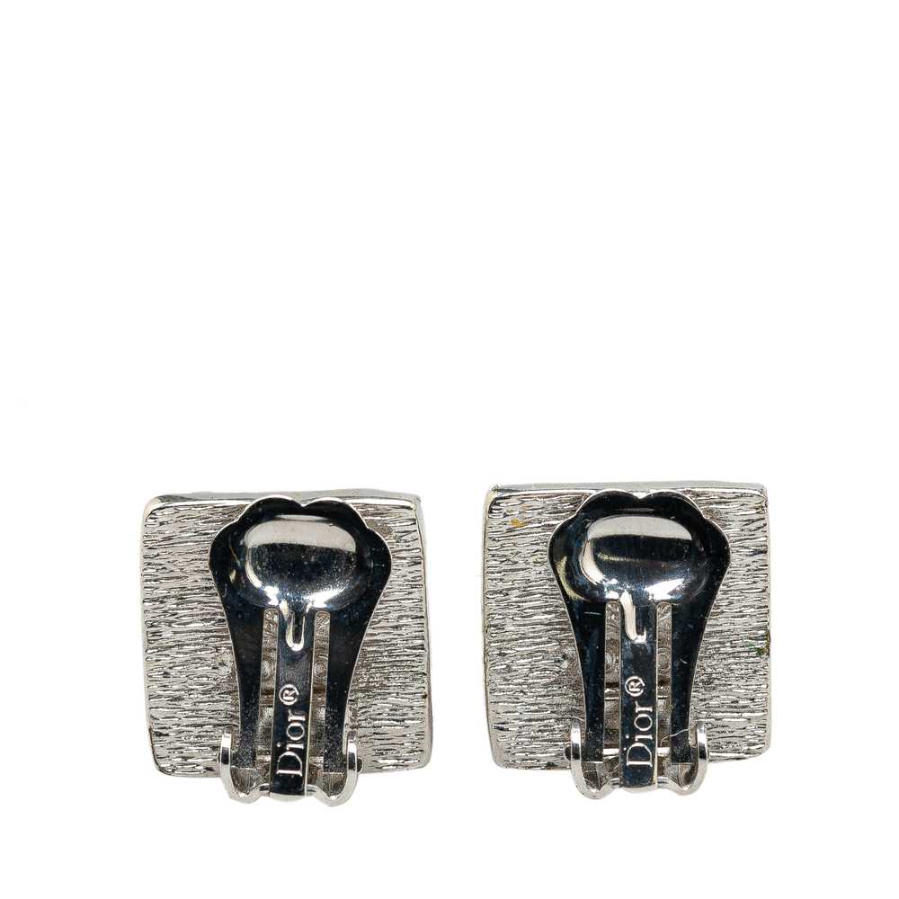 Silver Dior Brass Oblique Square Clip-On Earrings - image 2