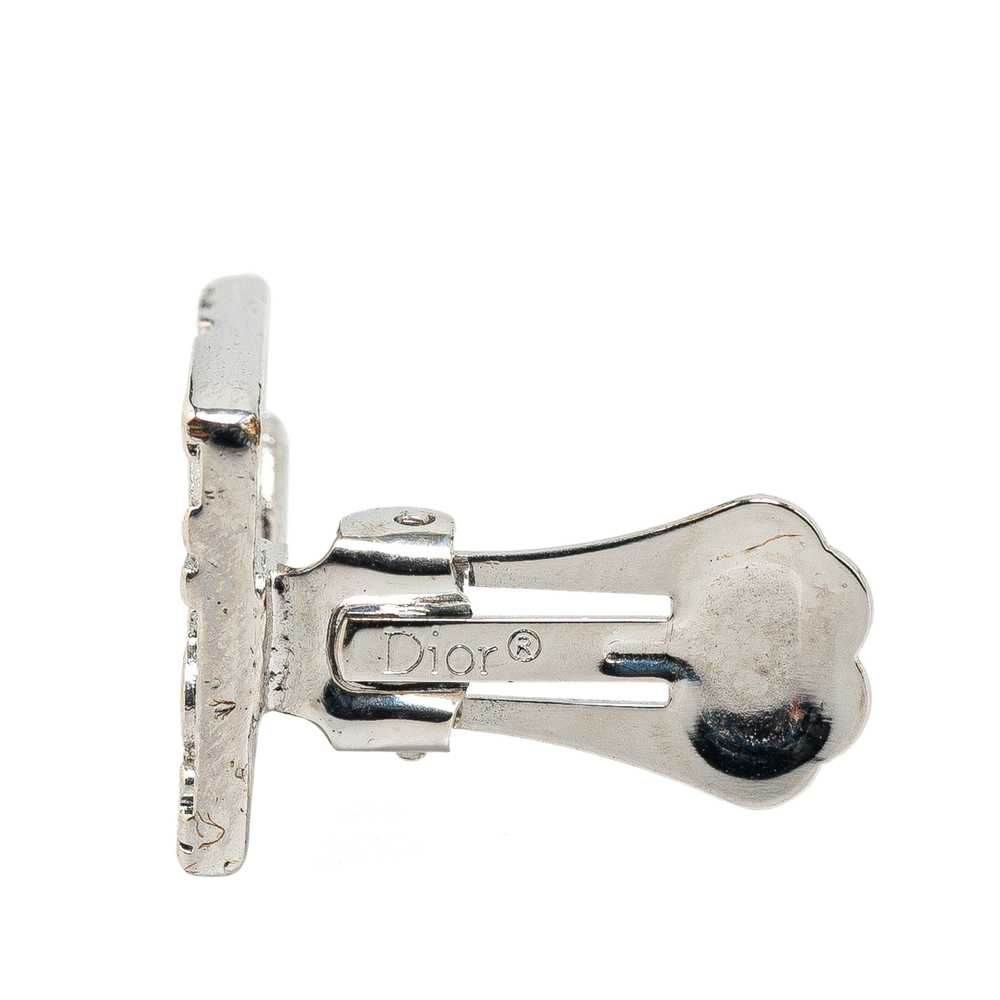 Silver Dior Brass Oblique Square Clip-On Earrings - image 3