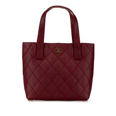 Red Chanel CC Lambskin Wild Stitch Handbag