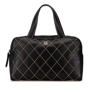 Black Chanel CC Wild Stitch Lambskin Handbag