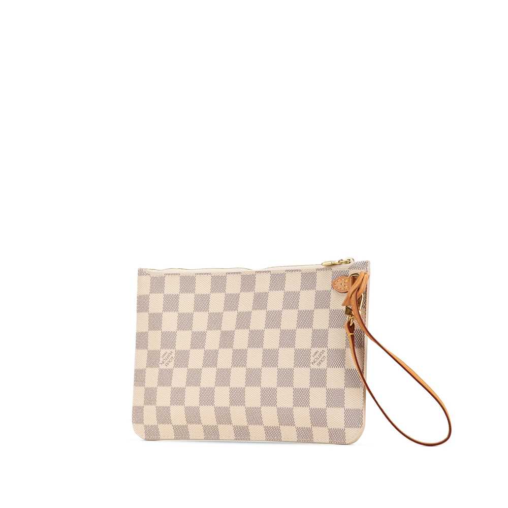 White Louis Vuitton Damier Azur Neverfull Pochett… - image 2