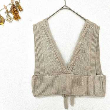 【GU】M Bustier 2WAY Melange Knit Bustier Ribbon Be… - image 1