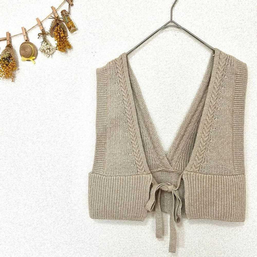 【GU】M Bustier 2WAY Melange Knit Bustier Ribbon Be… - image 2