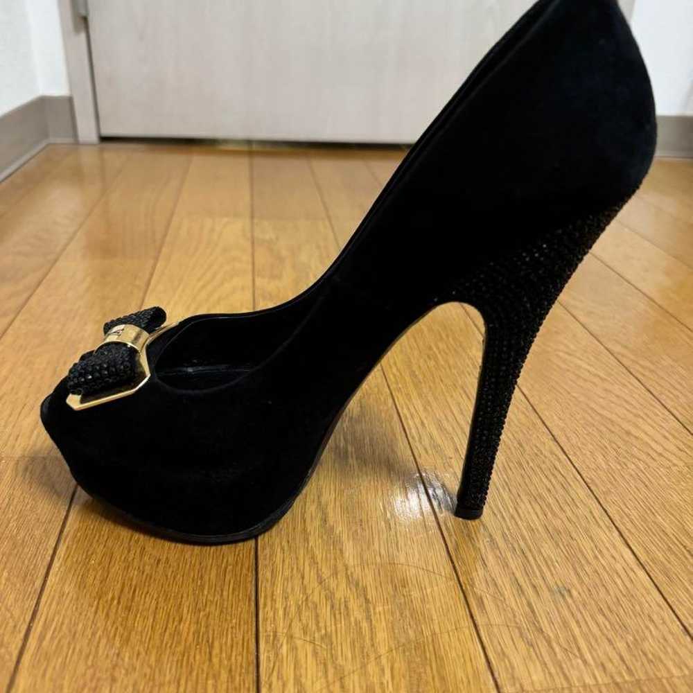 Louis Vuitton black suede open-toe high heels. - image 2