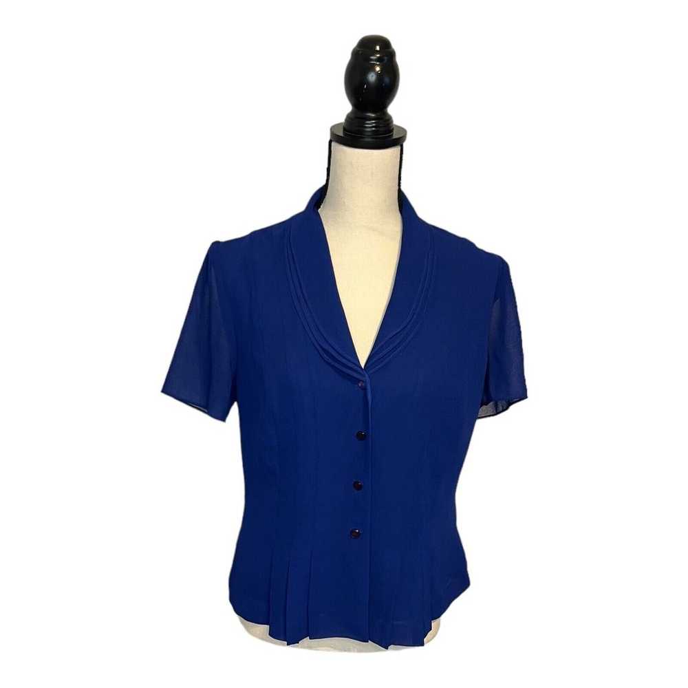 Danny & Nicole Royal Blue Size 8 Short Sleeve But… - image 1