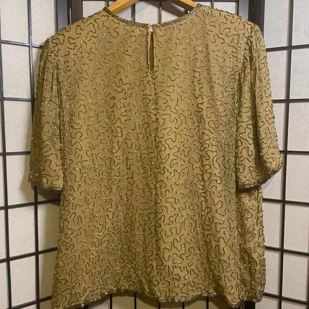 Vintage Laurence Kazar Gold Beaded Cocktail Women… - image 2