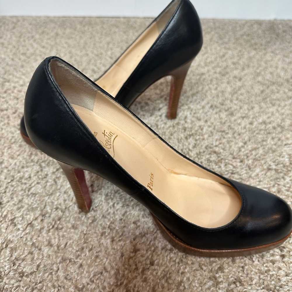 Christian Louboutin Black Leather heels size 37 w… - image 12