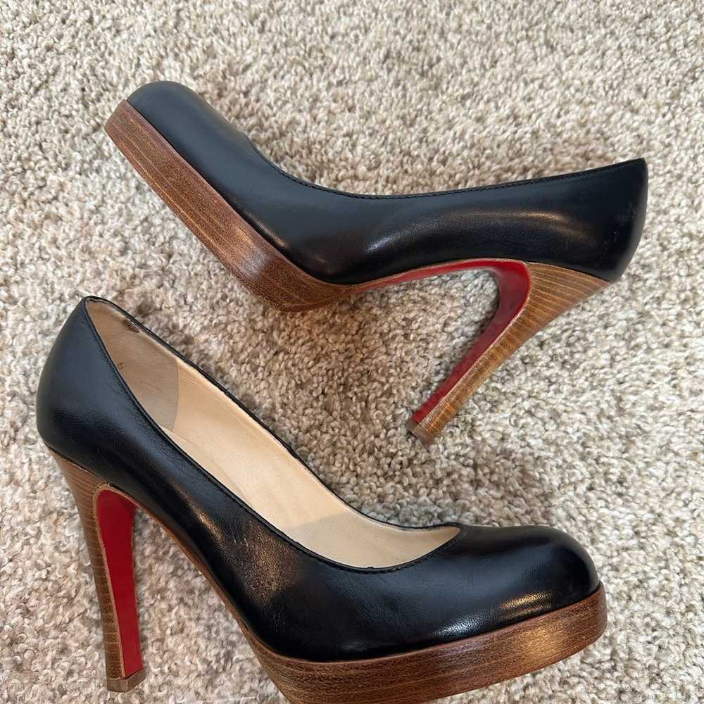 Christian Louboutin Black Leather heels size 37 w… - image 1