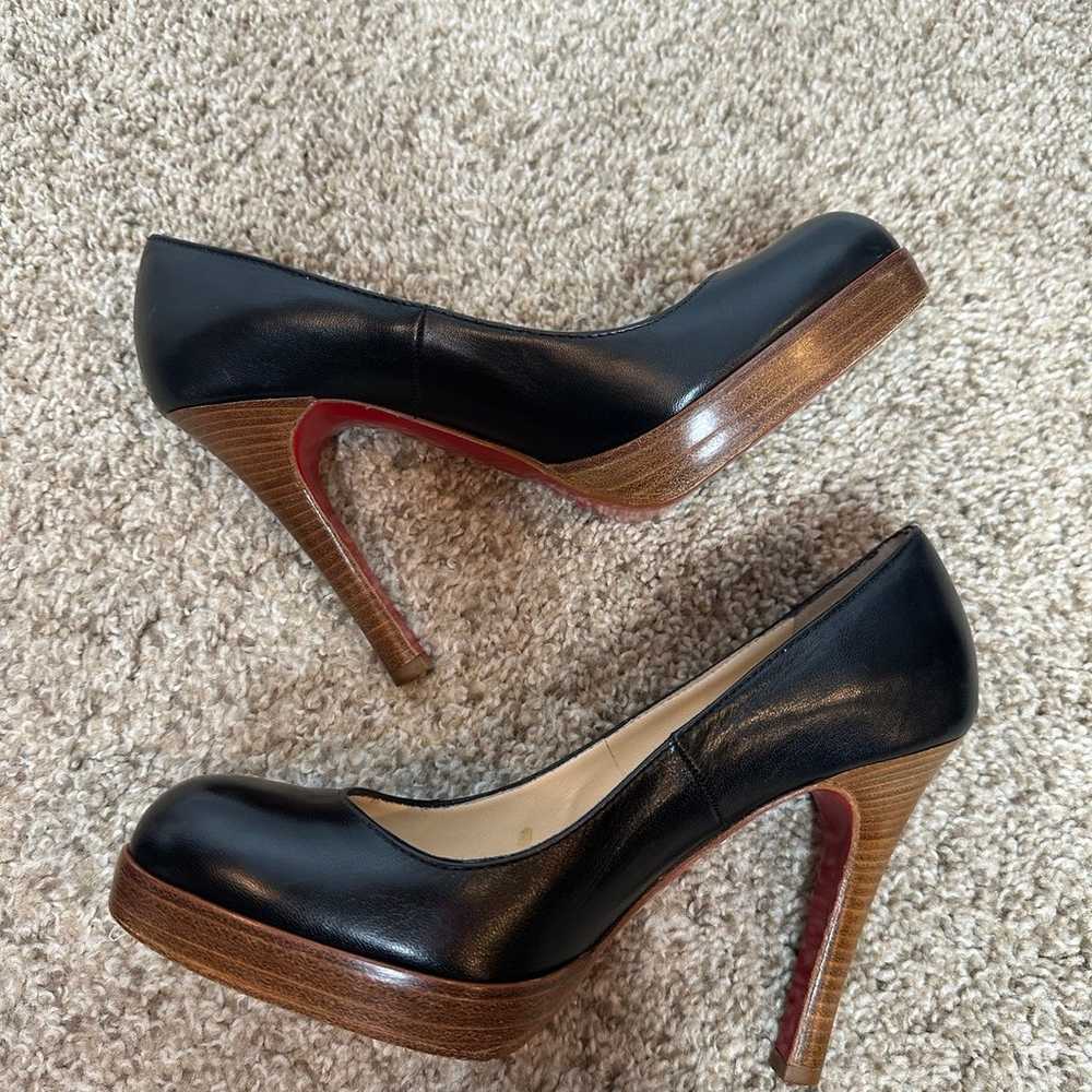 Christian Louboutin Black Leather heels size 37 w… - image 2