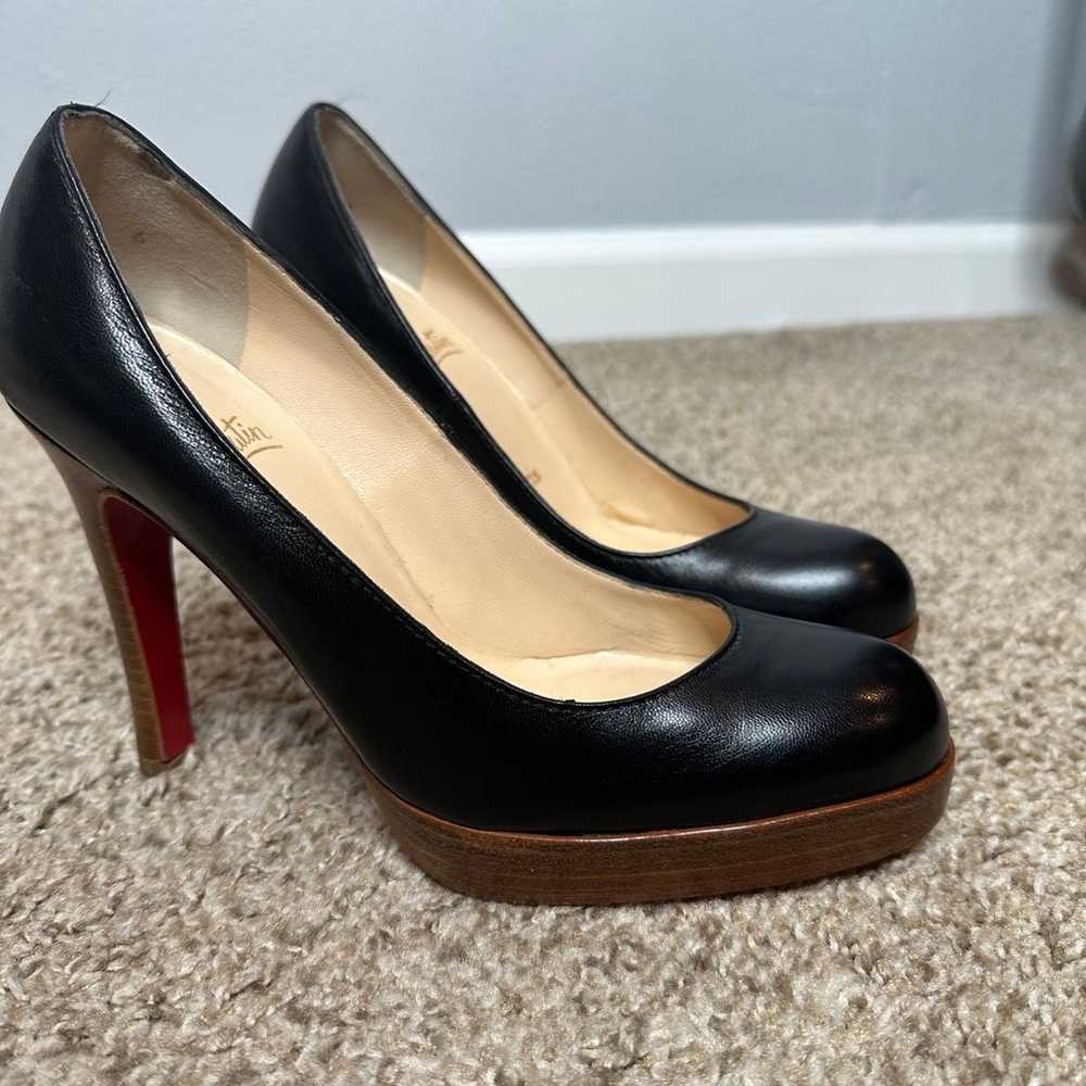 Christian Louboutin Black Leather heels size 37 w… - image 4