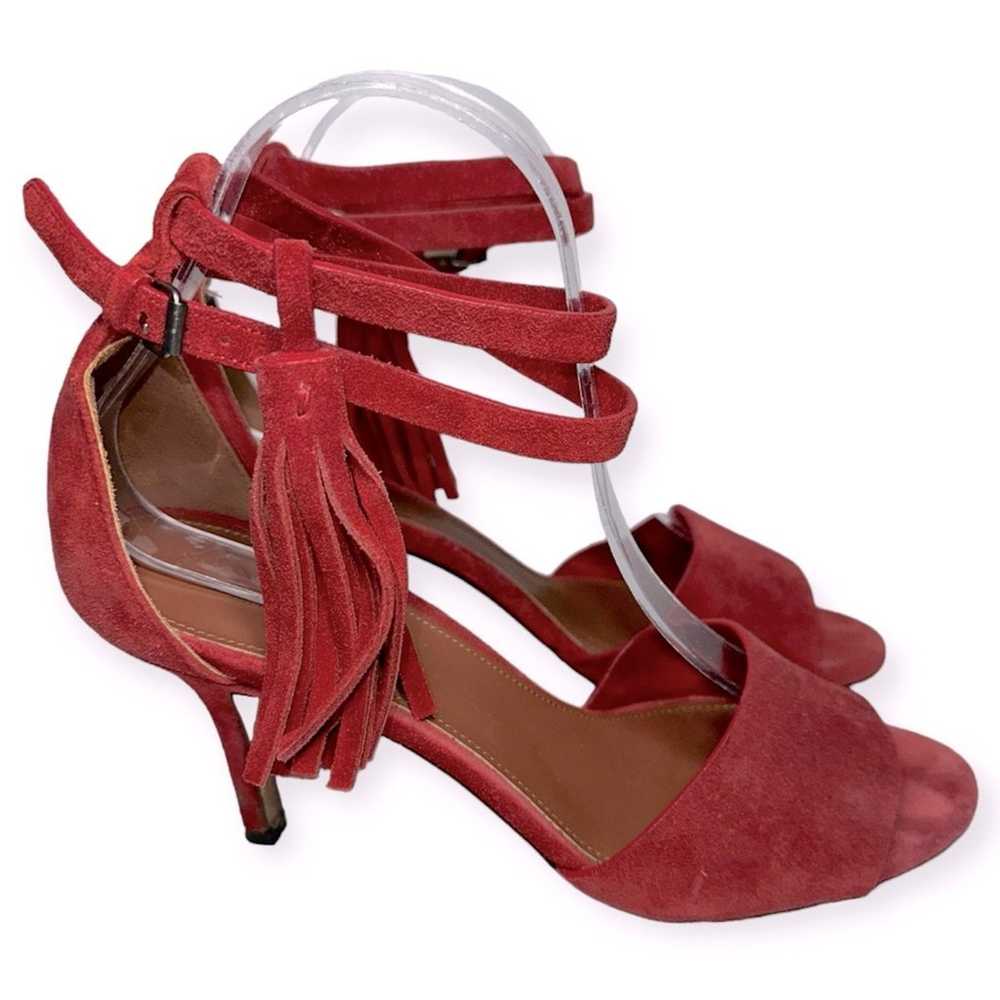 Yvonne Kone Women’s Size 38 7.5 Red Suede Wrap Ta… - image 2