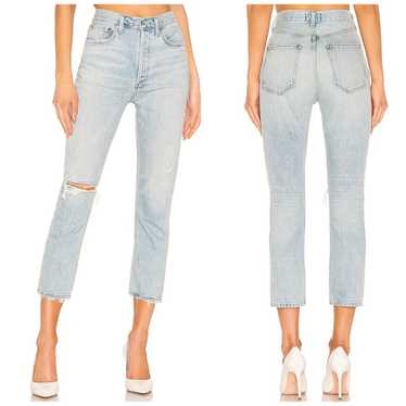 AGOLDE Riley authentic High Rise Straight Crop Jeans Blitz 30 Distressed NEW