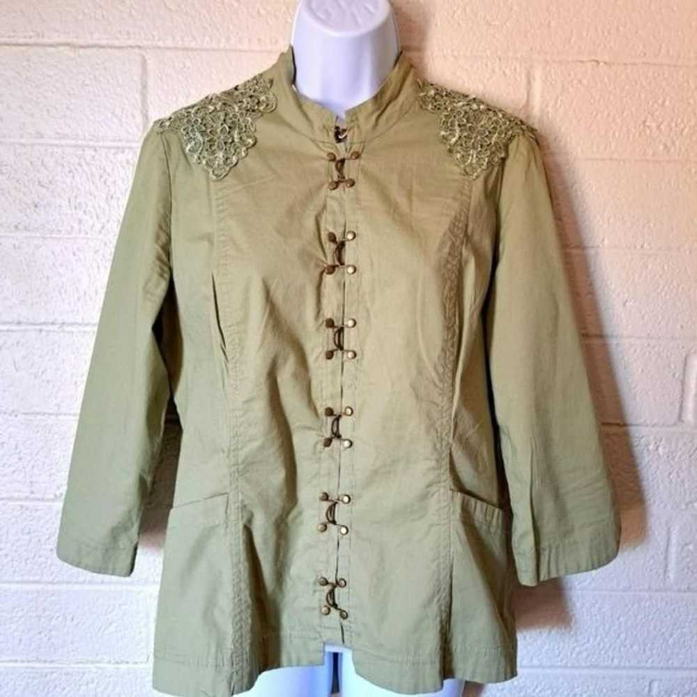 VTG Oriental Embroidered Button-Down Blouse - image 1