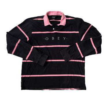 Obey × Streetwear OBEY STRIPED L/S COLLAR SHIRT - image 1