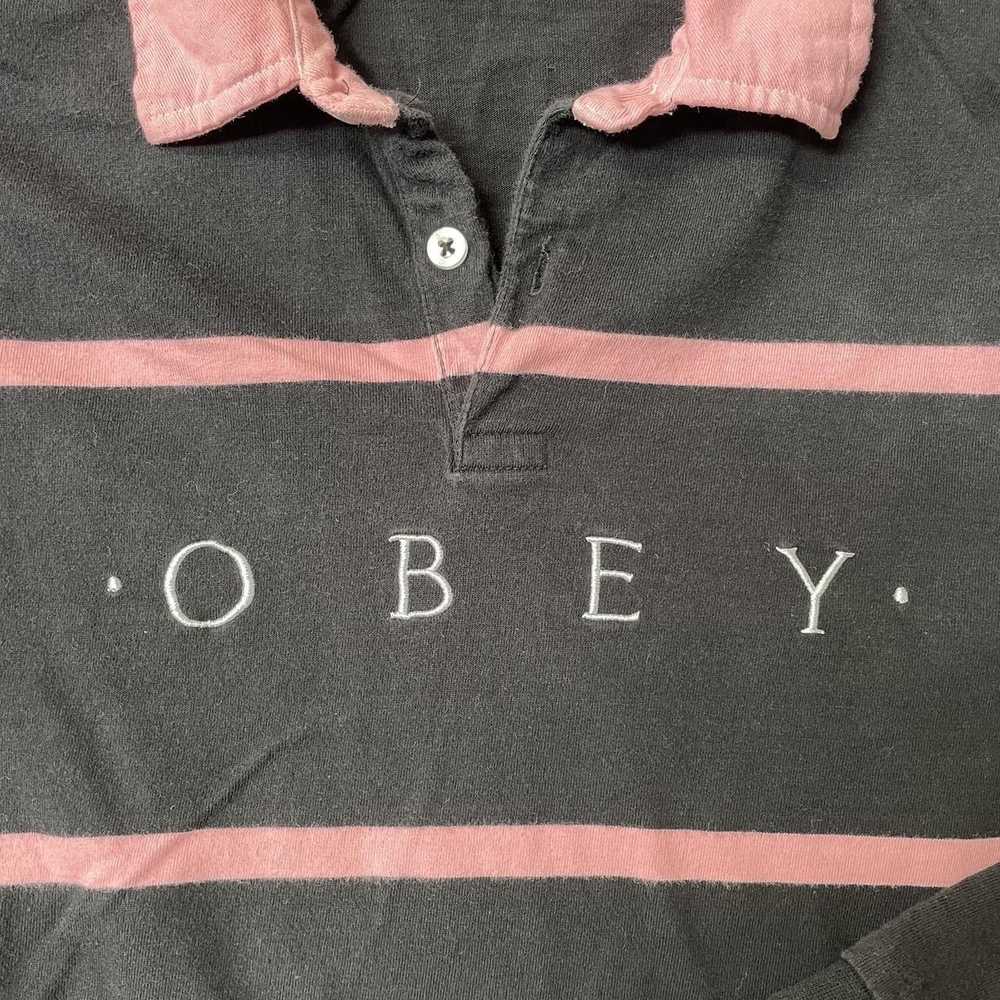 Obey × Streetwear OBEY STRIPED L/S COLLAR SHIRT - image 3