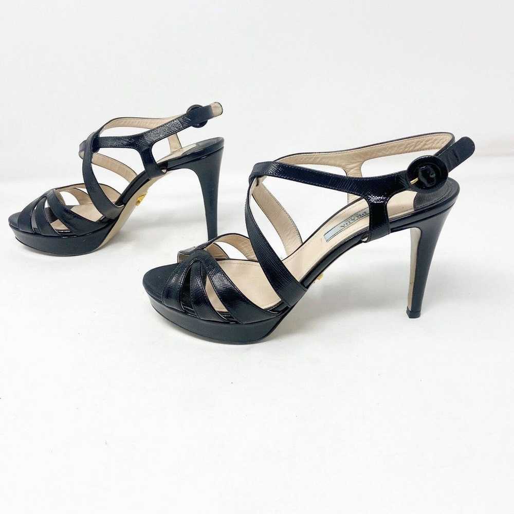 Prada Strappy Open Toe Ankle Buckle Strap Black P… - image 1