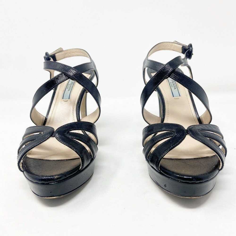 Prada Strappy Open Toe Ankle Buckle Strap Black P… - image 3