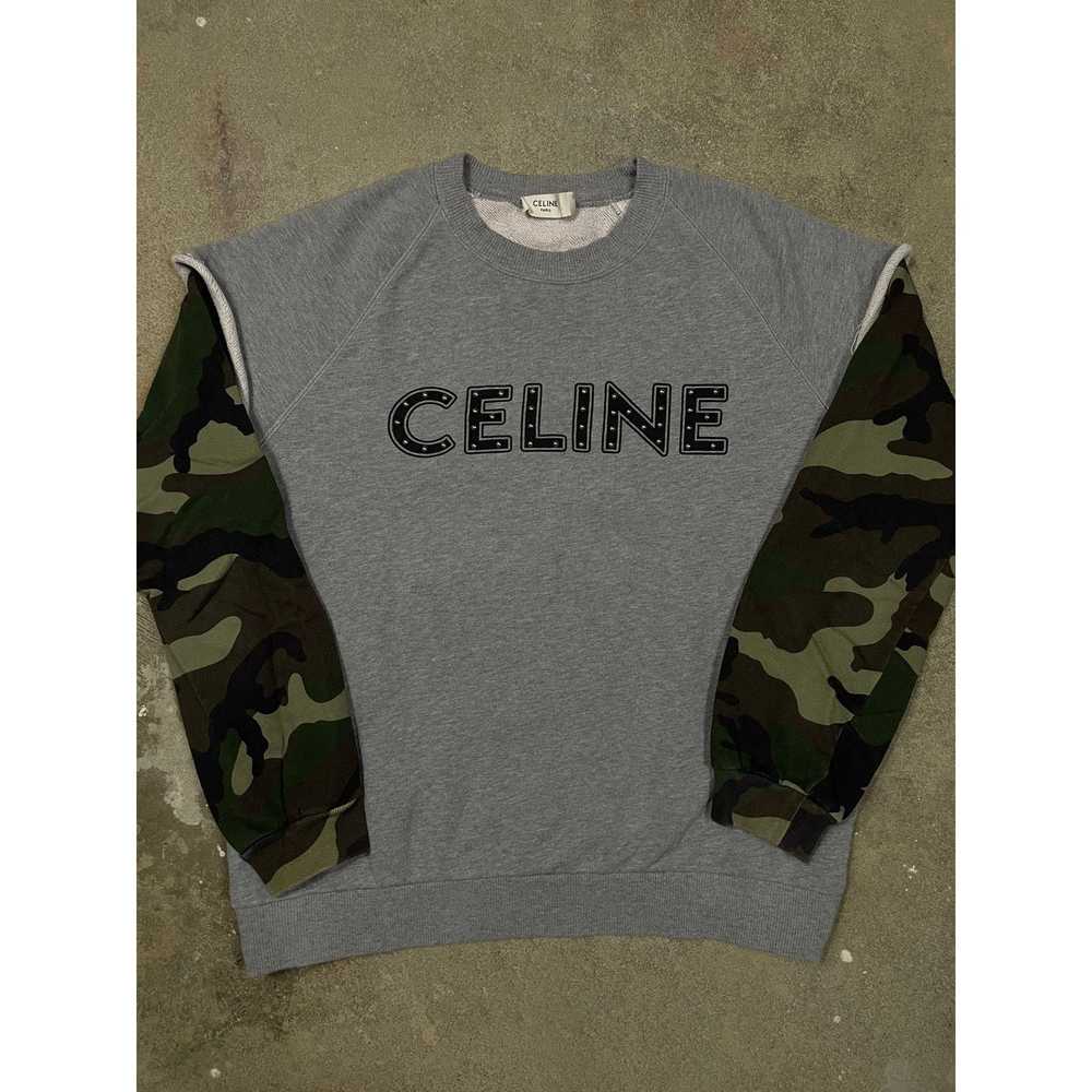 Celine Celine Studded Sweatshirt Grey Camo XS Used - image 1