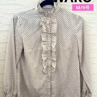 【Ginza Wako】WAKO Stand Collar Frill Blouse Size 9… - image 1