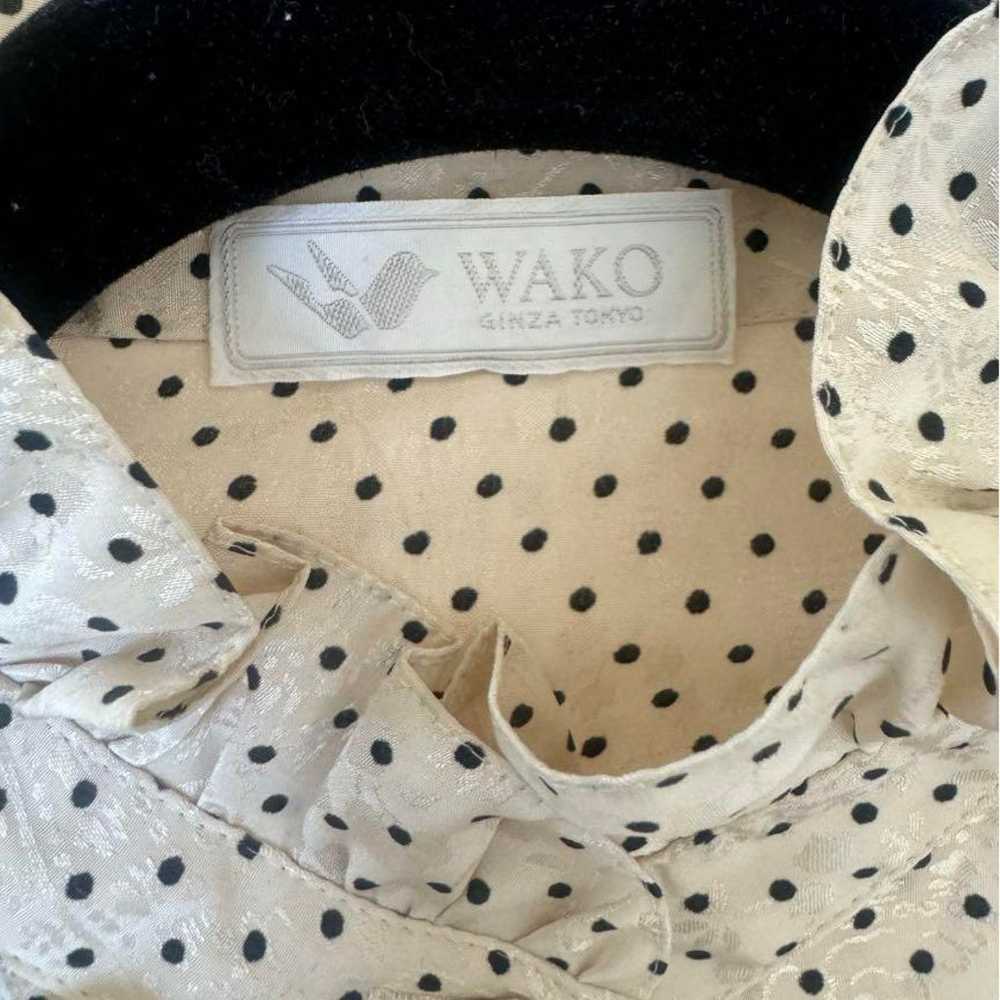 【Ginza Wako】WAKO Stand Collar Frill Blouse Size 9… - image 3