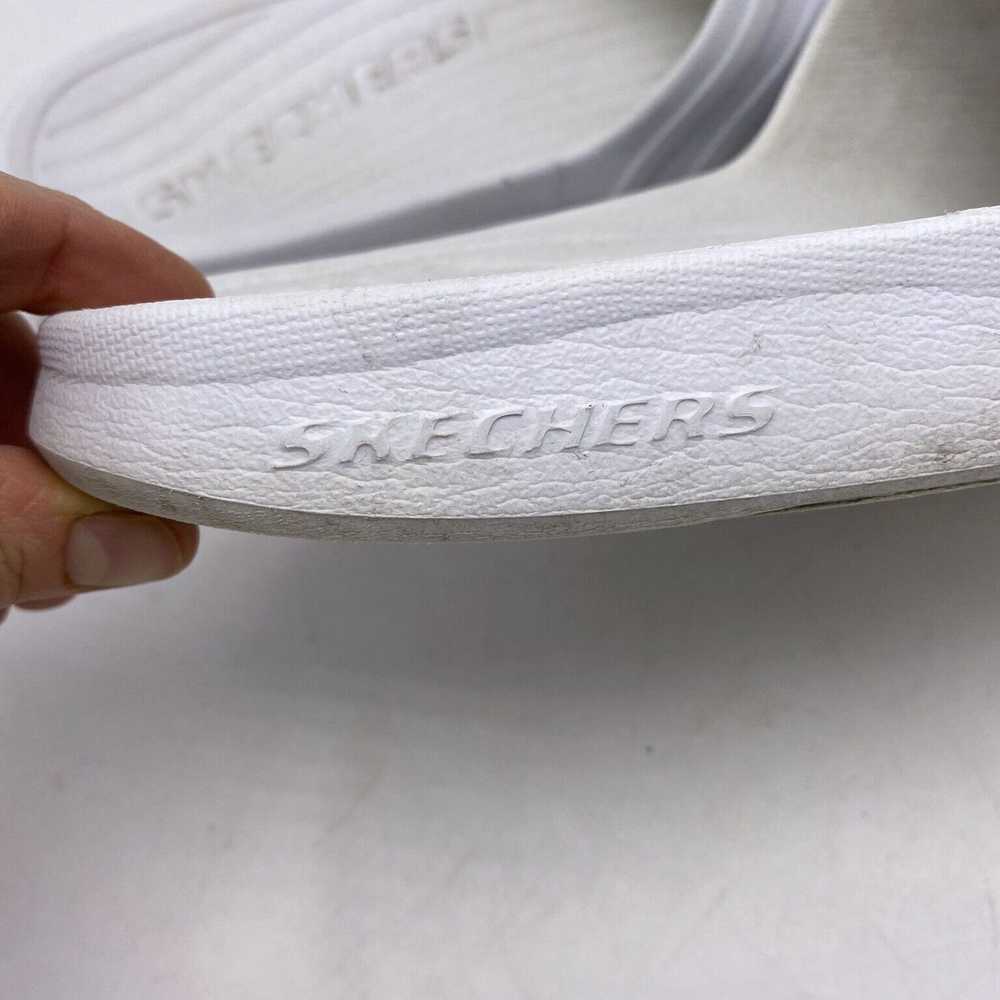 Skechers White Slip On Slide Sandals with Striped… - image 4