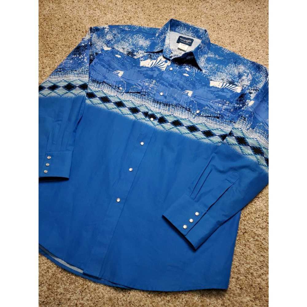 Wrangler Wrangler Western Shirt XL Mens Blue Pear… - image 2