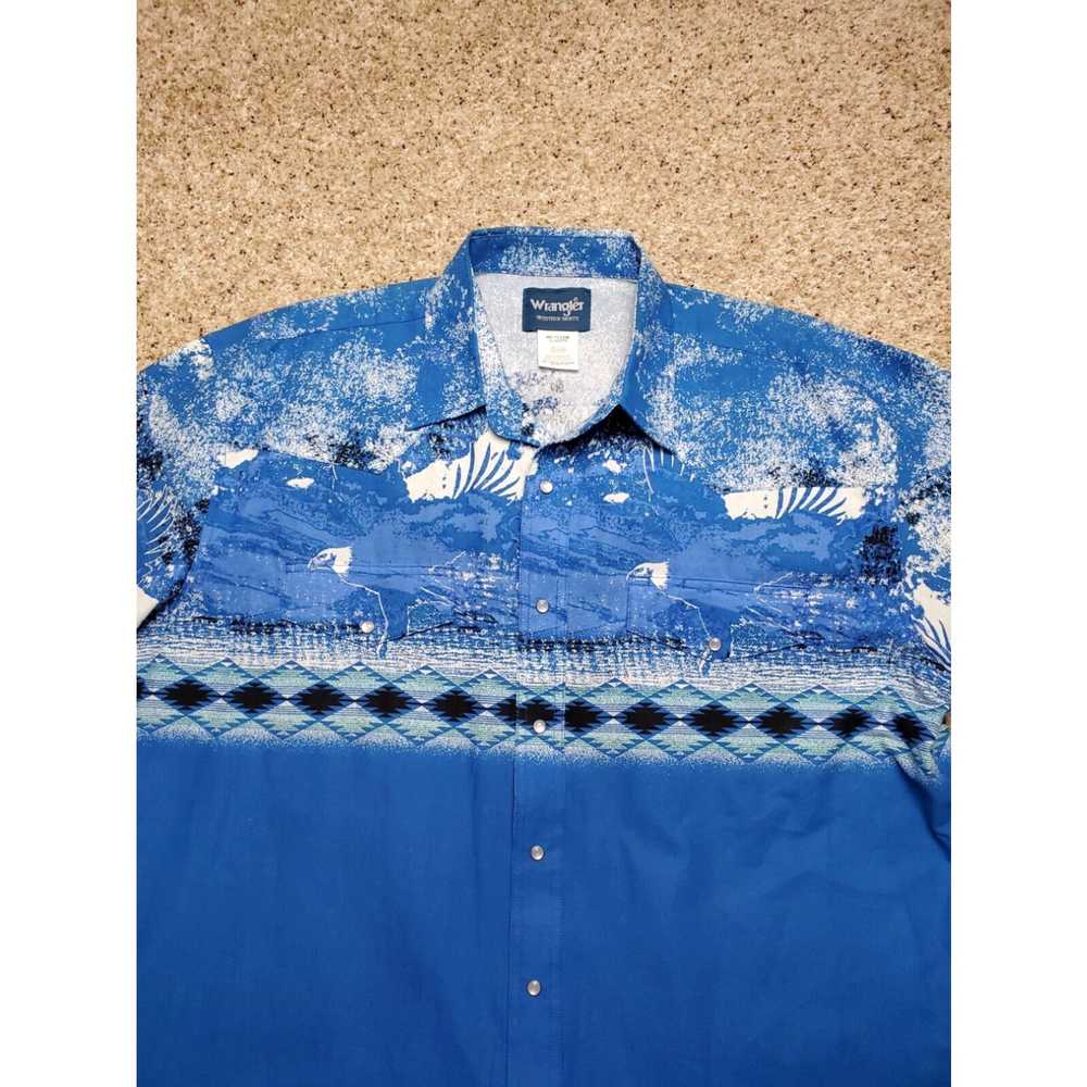 Wrangler Wrangler Western Shirt XL Mens Blue Pear… - image 3