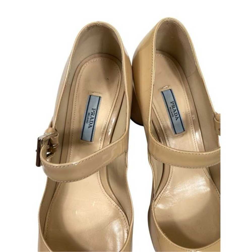 Prada Women's Beige Patent Leather Mary Jane Pump… - image 2